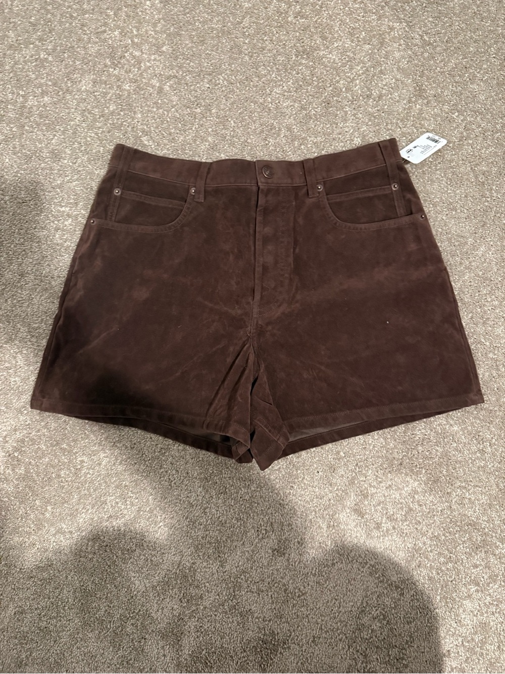We The Free High-Waist vegan Suede Shorts in Dark Brown
